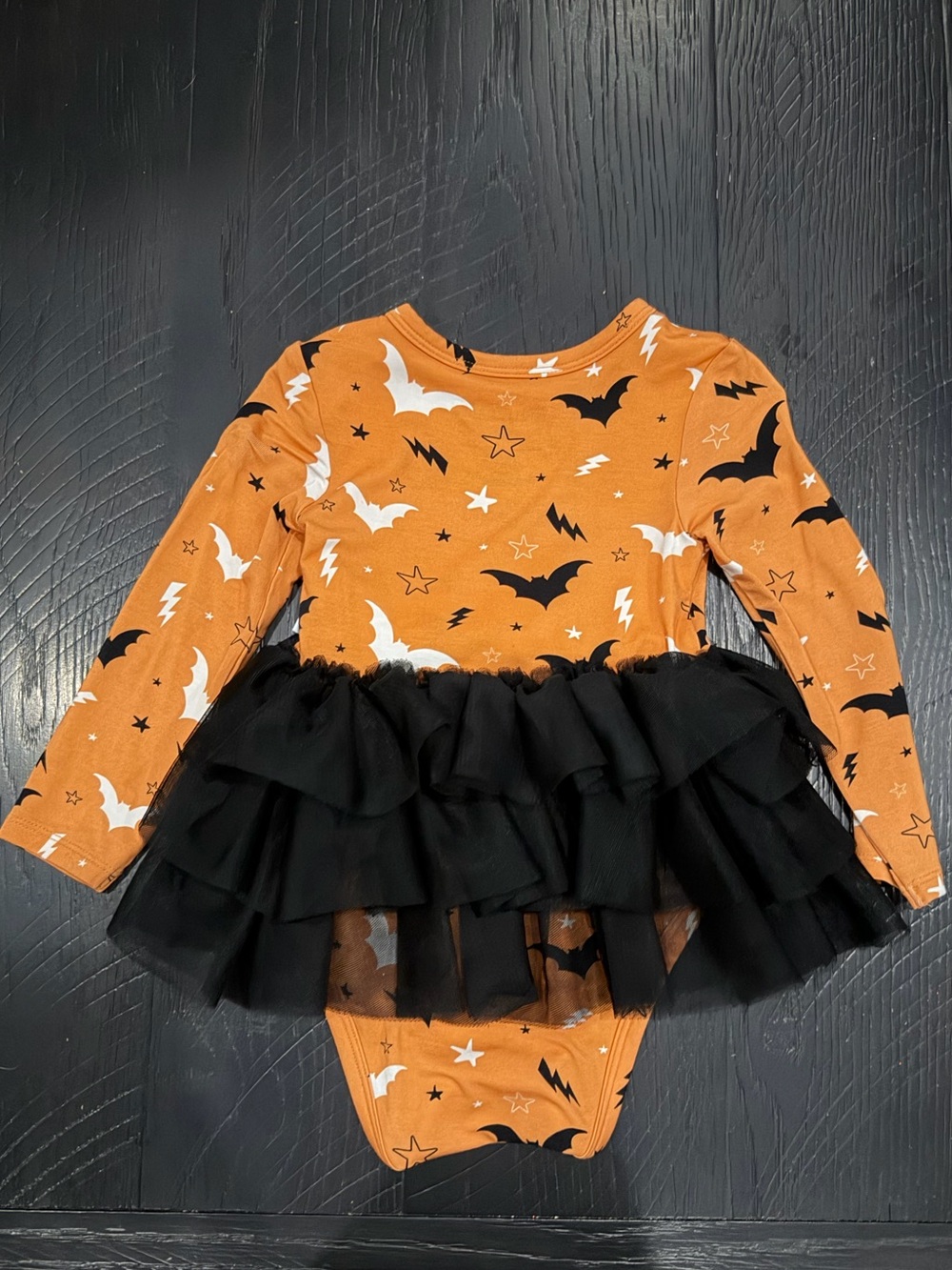 Posh Peanut Orange Bodysuit with Black Tulle Tiered Skirt Halloween
